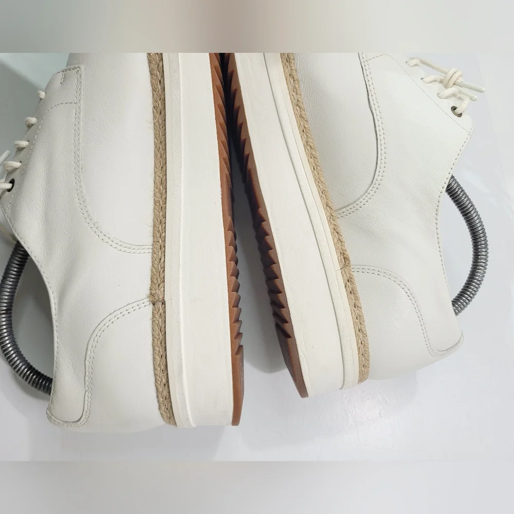 Clarks Cream Leather Platform Oxfords